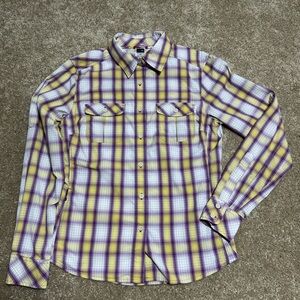 The North Face Men's Yellow & Purple Plaid Button-Down Shirt